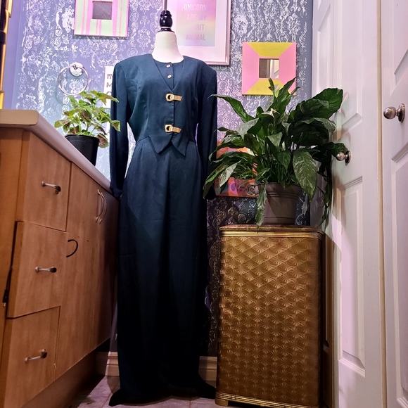 1980s Vintage Emerald Green Jumpsuit - Picture 2 of 4